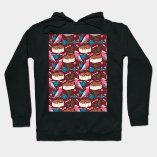 Christmas Gallah Parrot Cockatoo Burgundy Hoodie